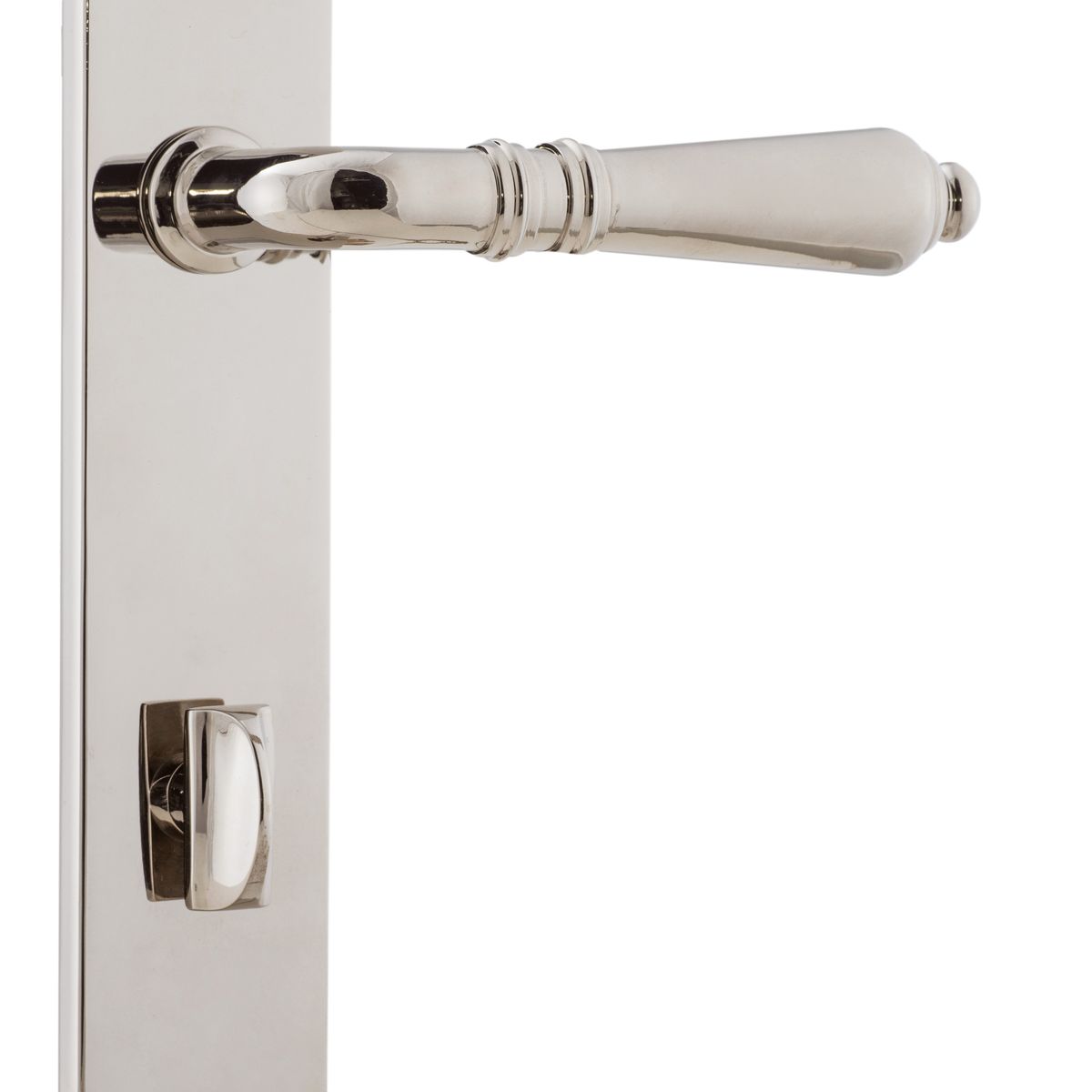 14224P85 - Sarlat Lever - Oval Backplate - Polished Nickel - Privacy