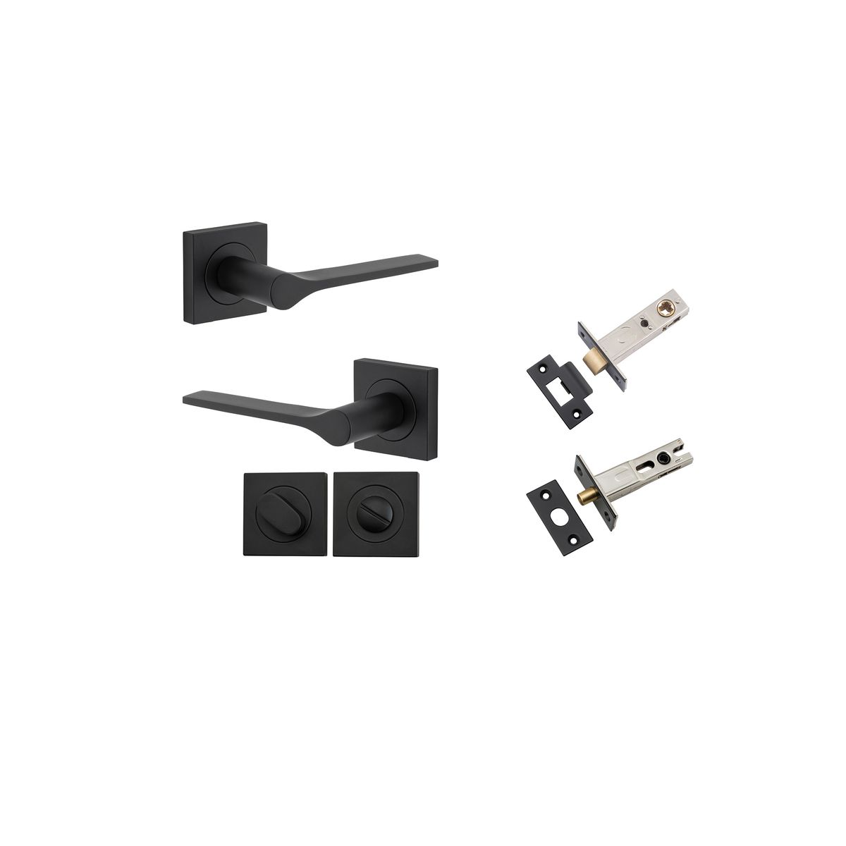0433KPRIV60 - Como Lever - Square Rose Privacy Kit - Matt Black - Privacy