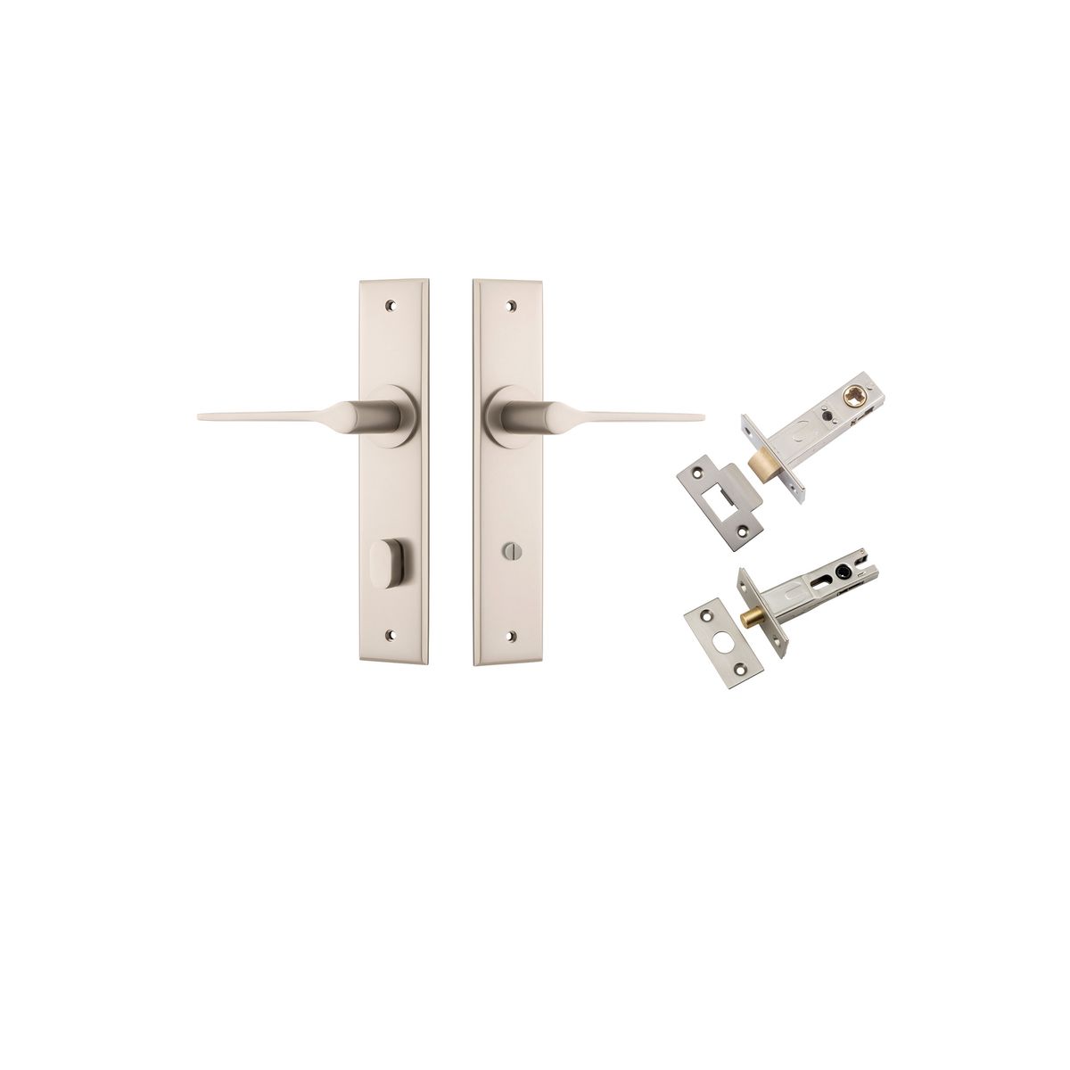 14758KPRIV60 - Como Lever - Chamfered Backplate Privacy Kit - Satin Nickel - Privacy