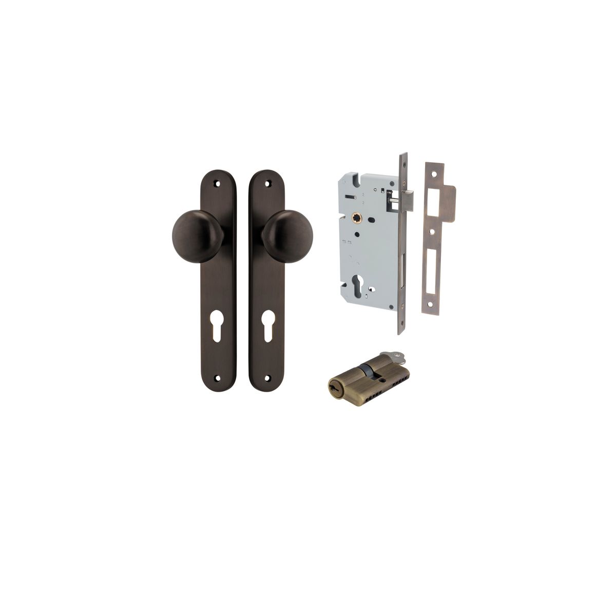 10834KENTR60KK - Cambridge Knob - Oval Backplate Entrance Kit with High Security Lock - Signature Brass - Entrance