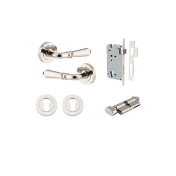 Sarlat Lever - Round Rose Entrance Kit with Separate High Security Lock