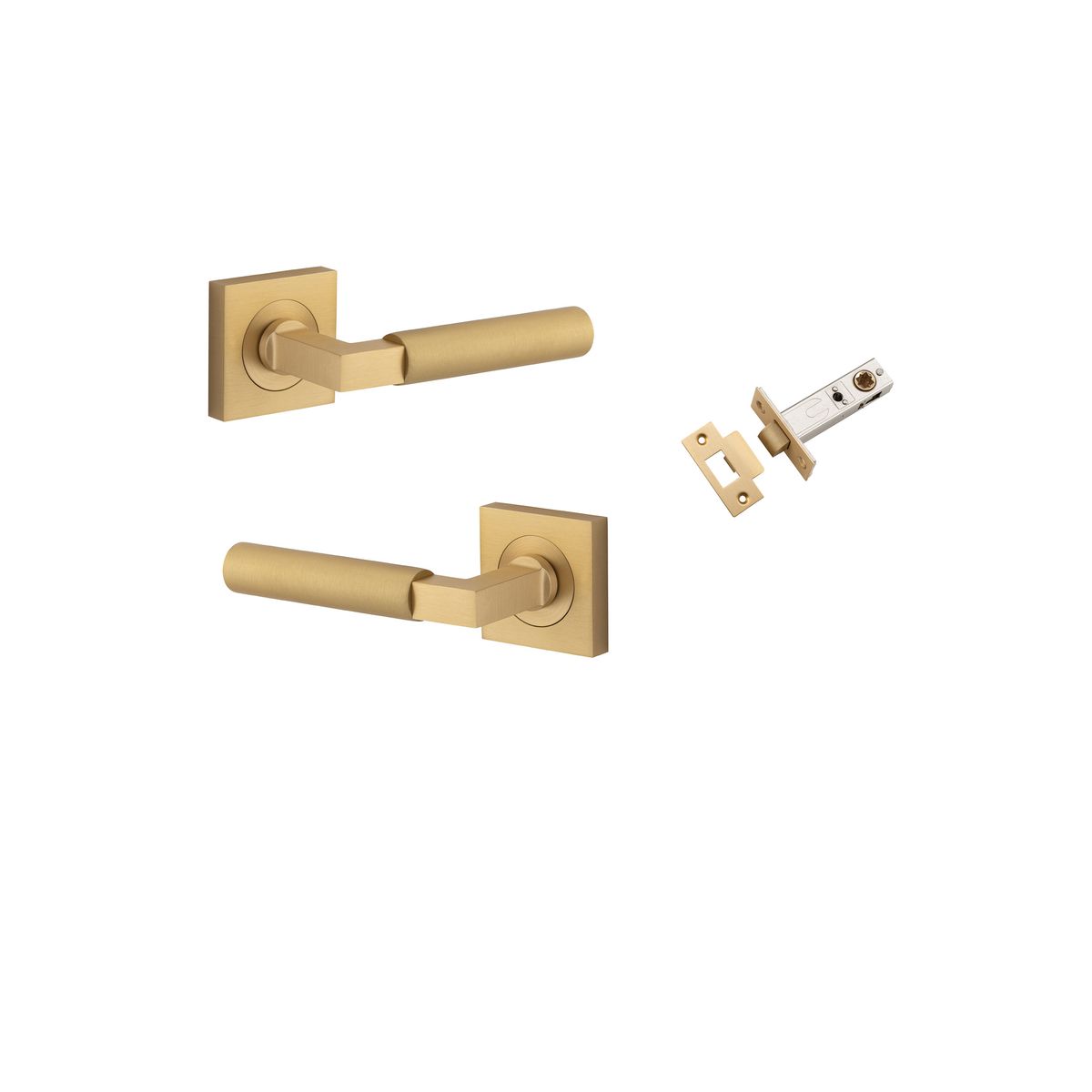 0464KPASS60 - Berlin Lever - Square Rose Passage Kit - Brushed Brass - Passage