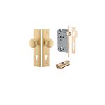 15340KENTR60KK - Cambridge Knob - Stepped Backplate Entrance Kit with High Security Lock - Brushed Brass - Entrance