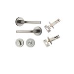 0329KPRIV60 - Annecy Lever - Round Rose Privacy Kit with Separate Privacy Turn - Satin Nickel - Privacy
