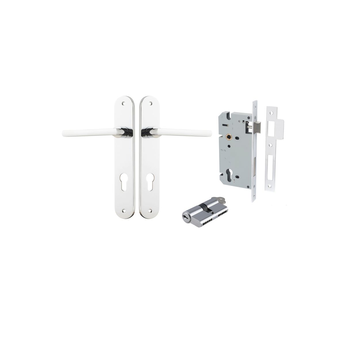 11726KENTR60KK - Baltimore Lever - Oval Backplate Entrance Kit with High Security Lock - Polished Chrome - Entrance