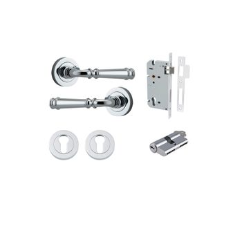 Verona Lever - Round Rose Entrance Kit with Separate High Security Lock