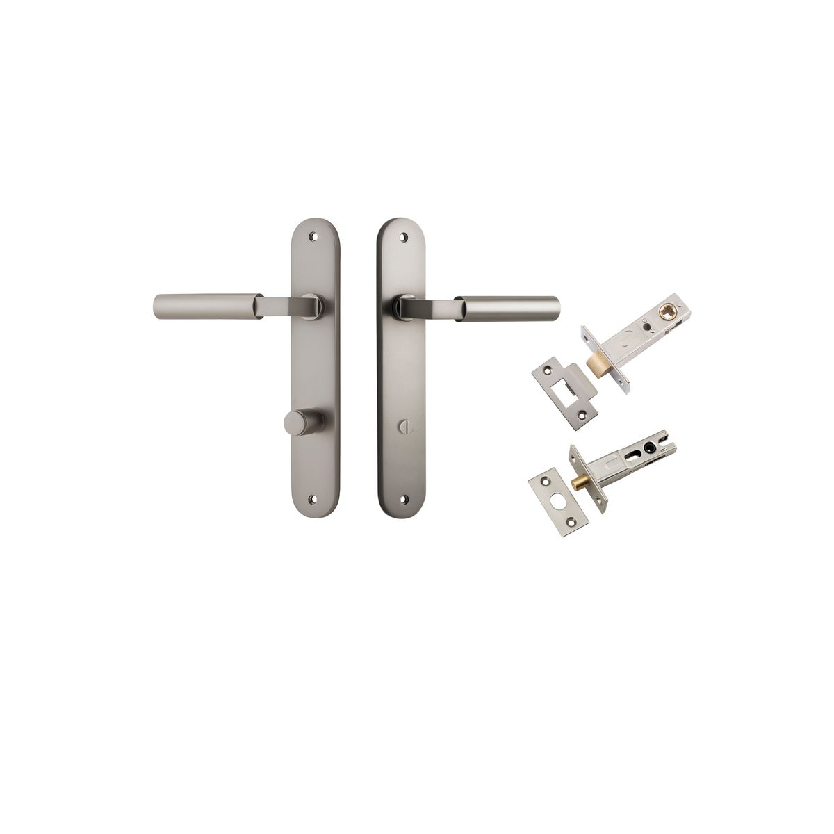 14766KPRIV60 - Berlin Lever - Oval Backplate Privacy Kit - Satin Nickel - Privacy