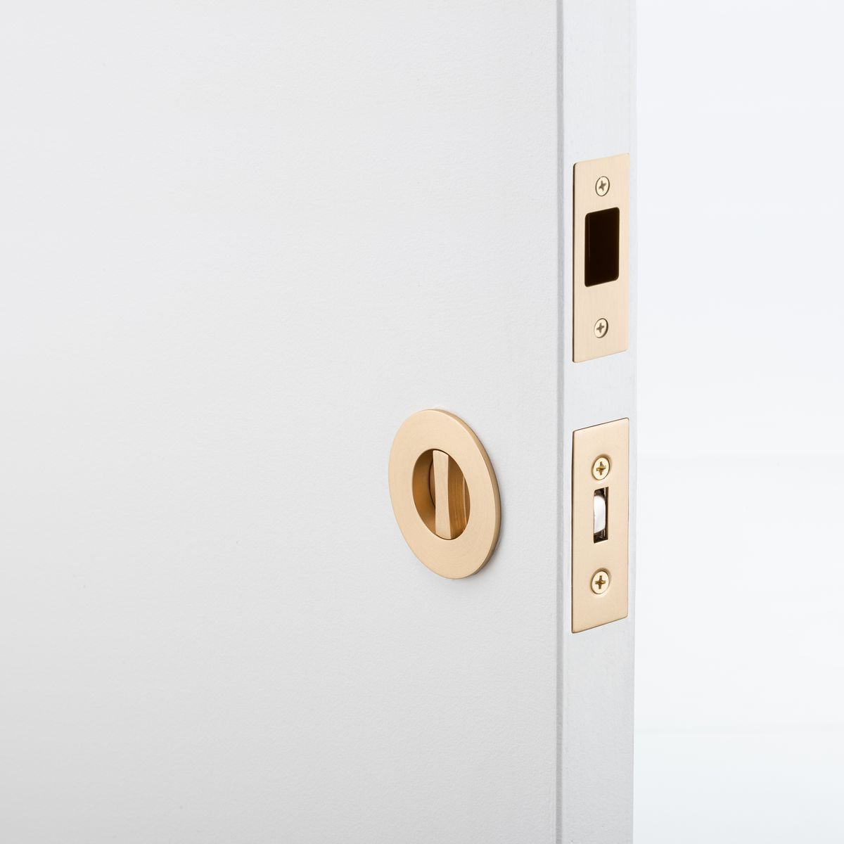 21436 - Round Sliding Door Pull Privacy Kit with Inbuilt Privacy Turn - Brushed Brass - Privacy
