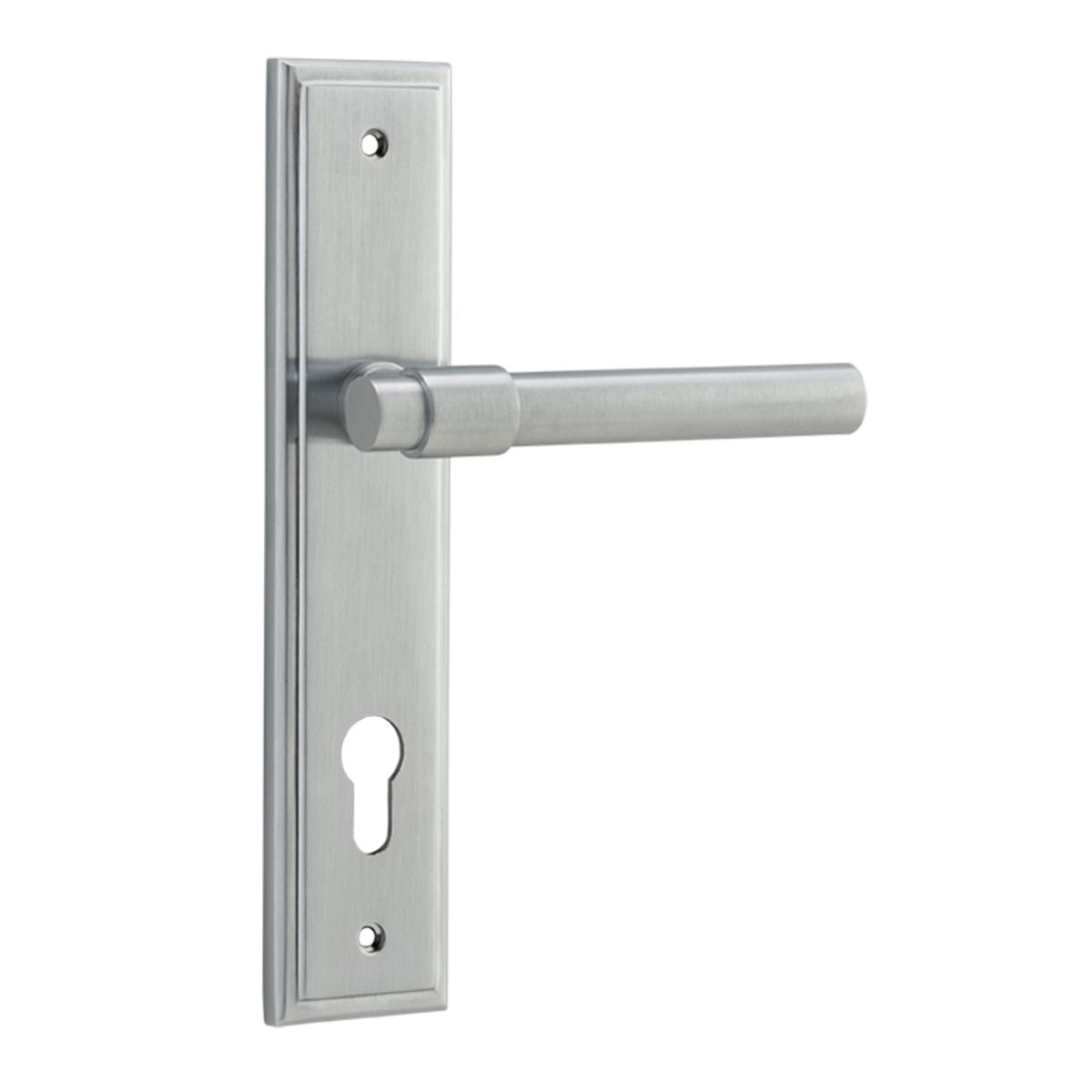 12402E85 - Helsinki Lever - Stepped Backplate - Brushed Chrome - Entrance