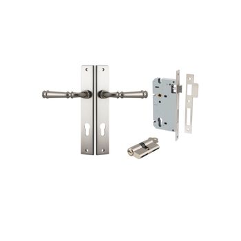Verona Lever - Rectangular Backplate Entrance Kit with High Security Lock