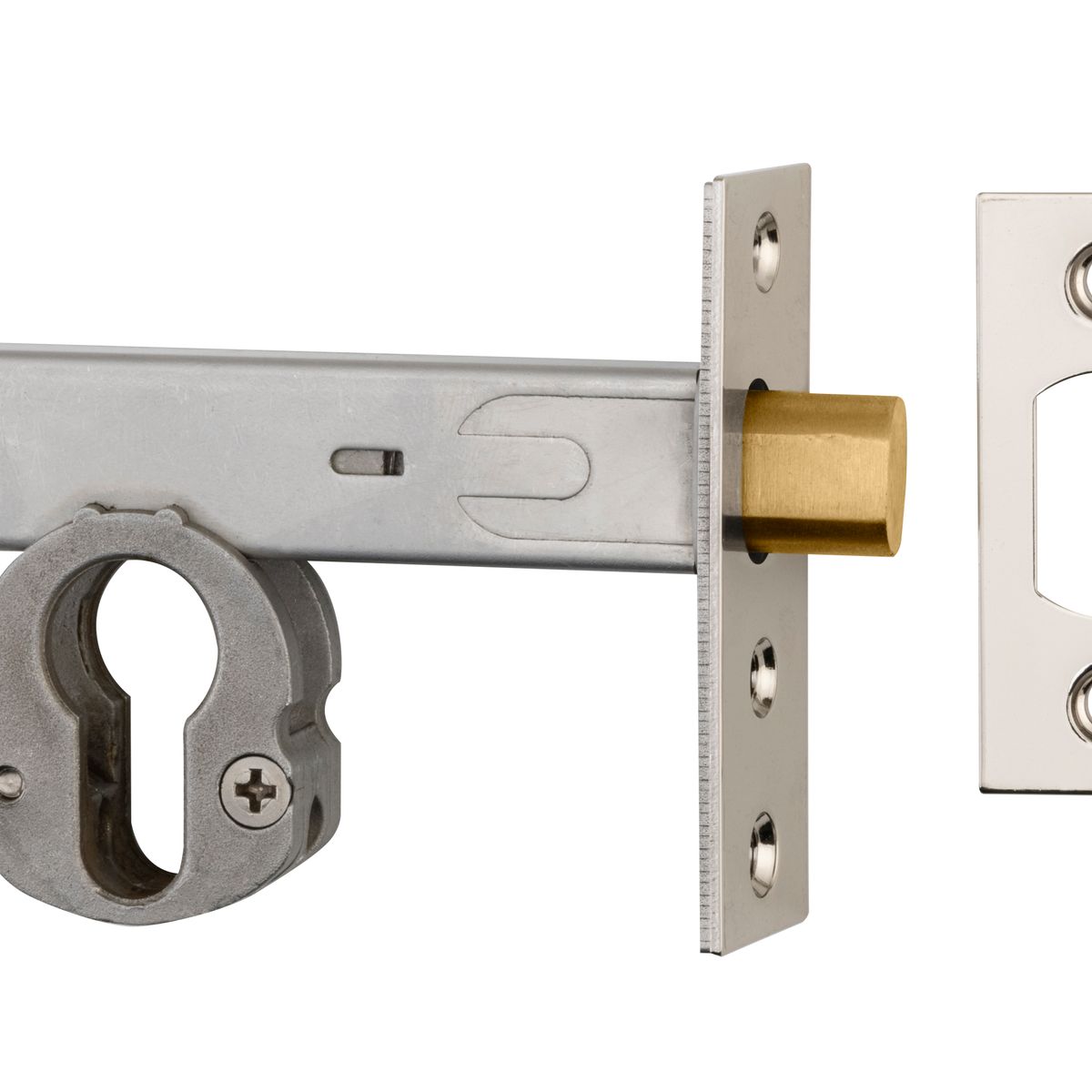 22158 - Euro Mortice Deadbolt - 60mm Backset - Polished Nickel - Entrance