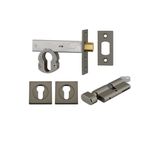 22561K70KTES - Euro Mortice Deadbolt Kit - 70mm Backset with Square Euro Escutcheon Key/Thumb - Graphite PVD - Entrance