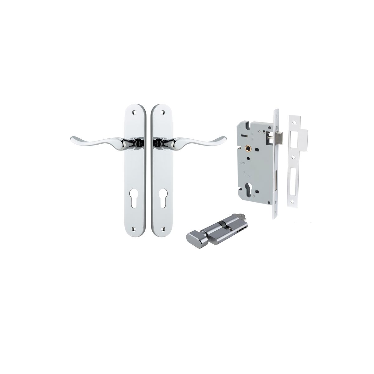 11924KENTR60KT - Stirling Lever - Oval Backplate Entrance Kit with High Security Lock - Polished Chrome - Entrance