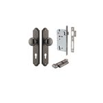 13828KENTR60KT - Cambridge Knob - Shouldered Backplate Entrance Kit with High Security Lock - Distressed Nickel - Entrance