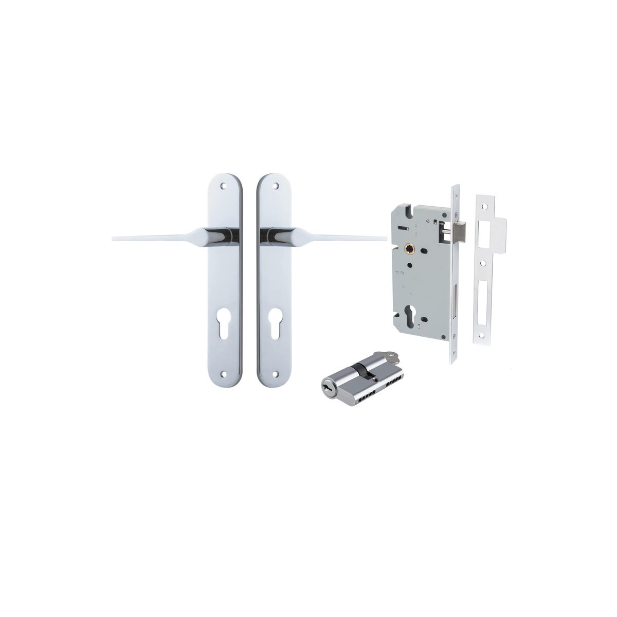 11770KENTR60KK - Como Lever - Oval Backplate Entrance Kit with High Security Lock - Polished Chrome - Entrance