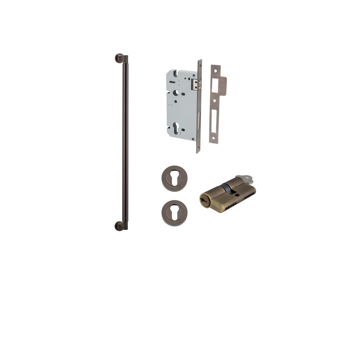 0481KENTR60KK - Berlin Pull Handle - 600mm Entrance Kit with Separate High Security Lock - Signature Brass - Entrance