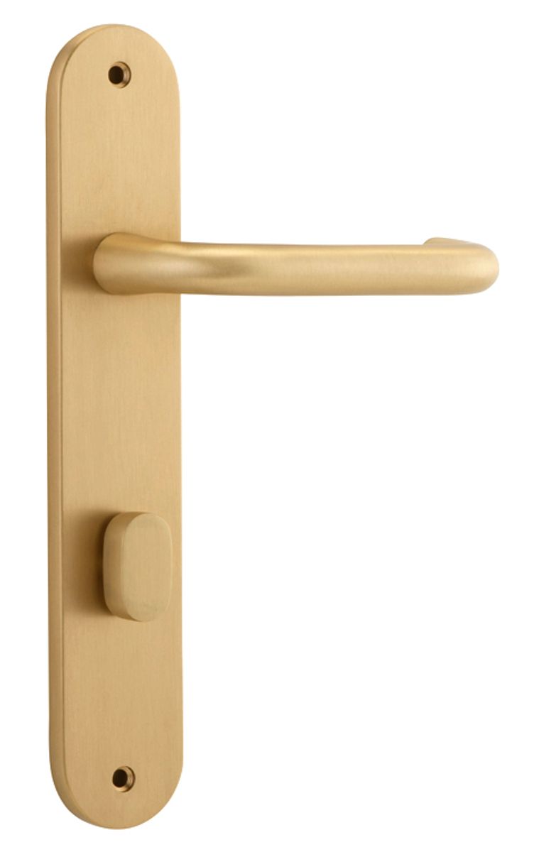 15346P85 - Oslo Lever - Oval Backplate - Brushed Brass - Privacy