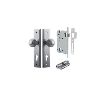 Guildford Knob - Stepped Backplate Entrance Kit with High Security Lock