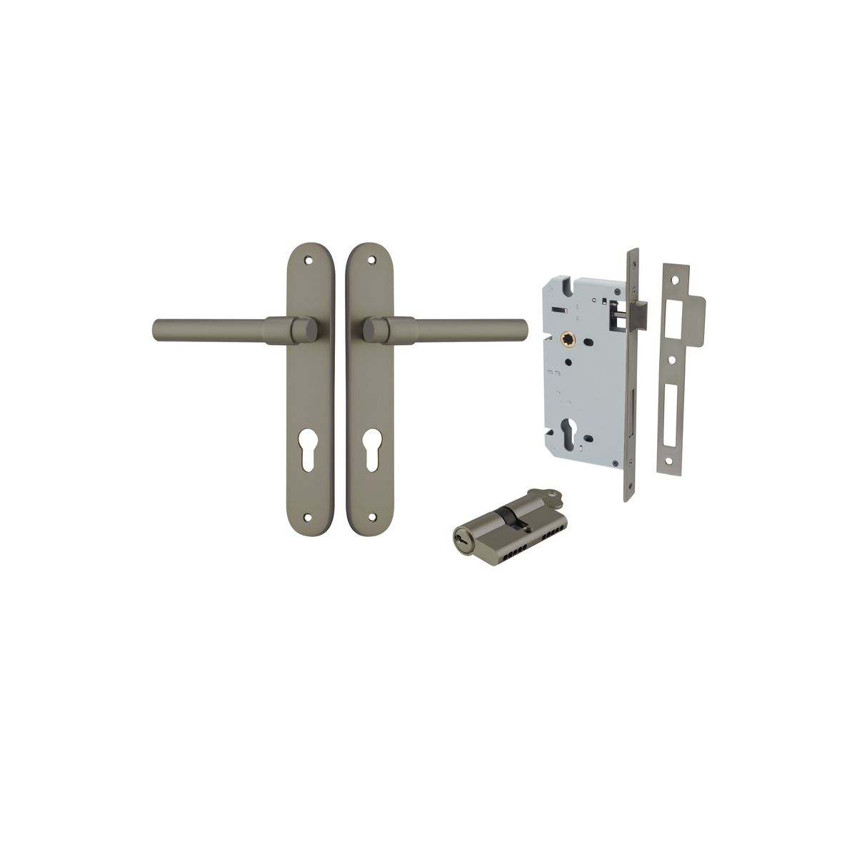 16600KENTR60KK - Helsinki Lever - Oval Backplate Entrance Kit with High Security Lock - Graphite PVD - Entrance