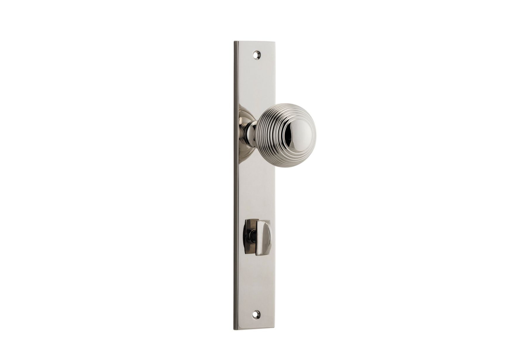 14324P85 - Guildford Knob - Rectangular Backplate - Polished Nickel - Privacy