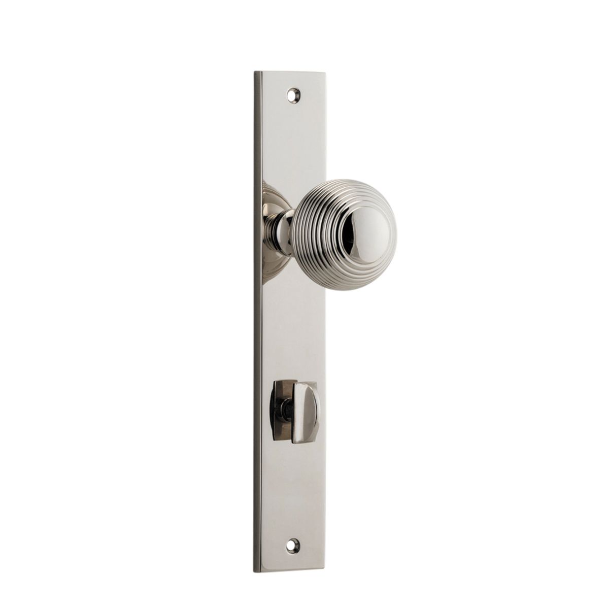 14324P85 - Guildford Knob - Rectangular Backplate - Polished Nickel - Privacy