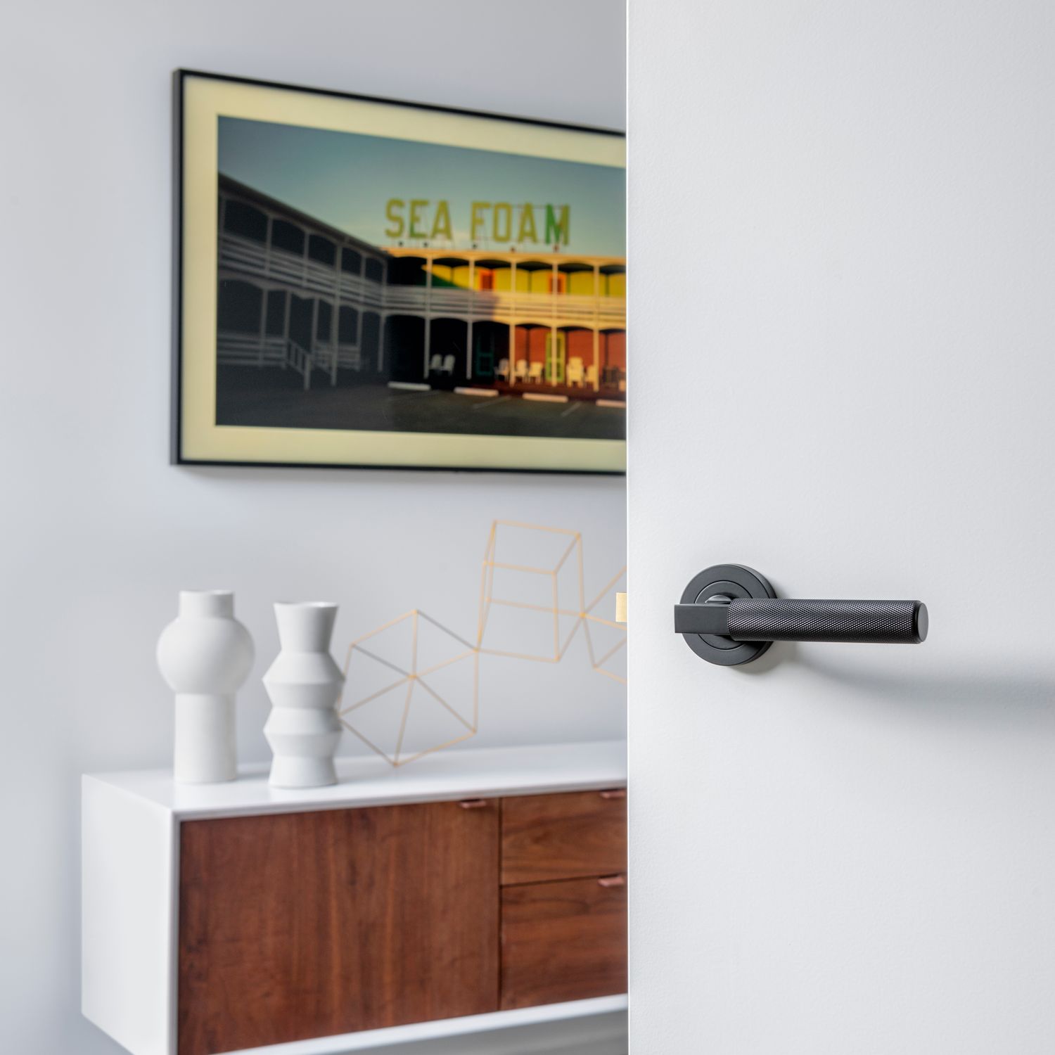 0359KENTR60KK - Brunswick Lever - Round Rose Entrance Kit with High Security Lock - Satin Nickel - Entrance