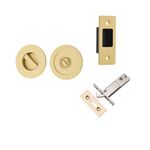 17182 - Round Sliding Door Pull Privacy Kit with Inbuilt Privacy Turn - Brushed Gold PVD - Privacy