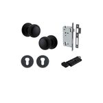 0203KENTR60KT - Cambridge Knob - Round Rose Entrance Kit with Separate High Security Lock - Matt Black - Entrance