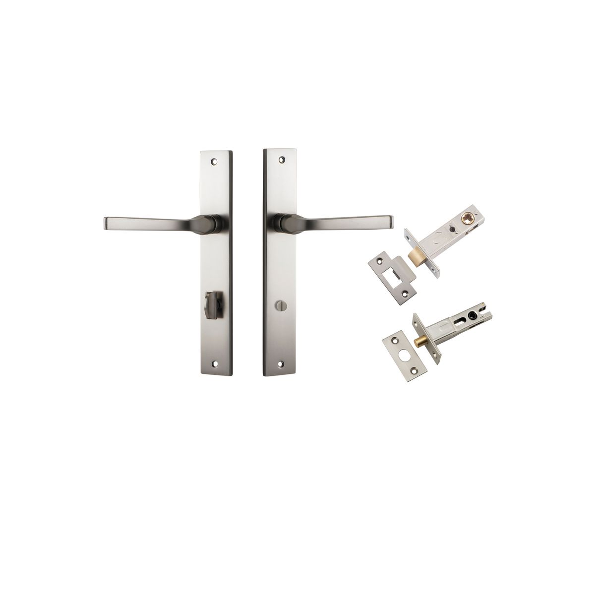 14708KPRIV60 - Annecy Lever - Rectangular Backplate Privacy Kit with Privacy Turn - Satin Nickel - Privacy
