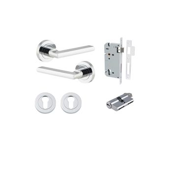 Baltimore Lever - Round Rose Entrance Kit with Separate High Security Lock