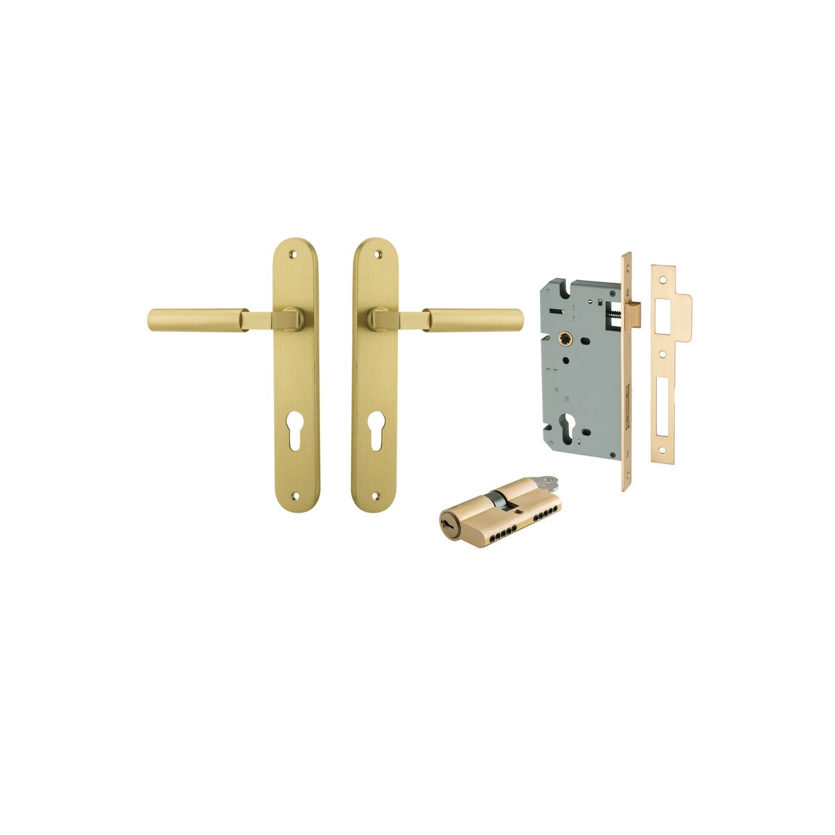 16266KENTR60KK - Berlin Lever - Oval Backplate Entrance Kit with High Security Lock - Brushed Gold PVD - Entrance