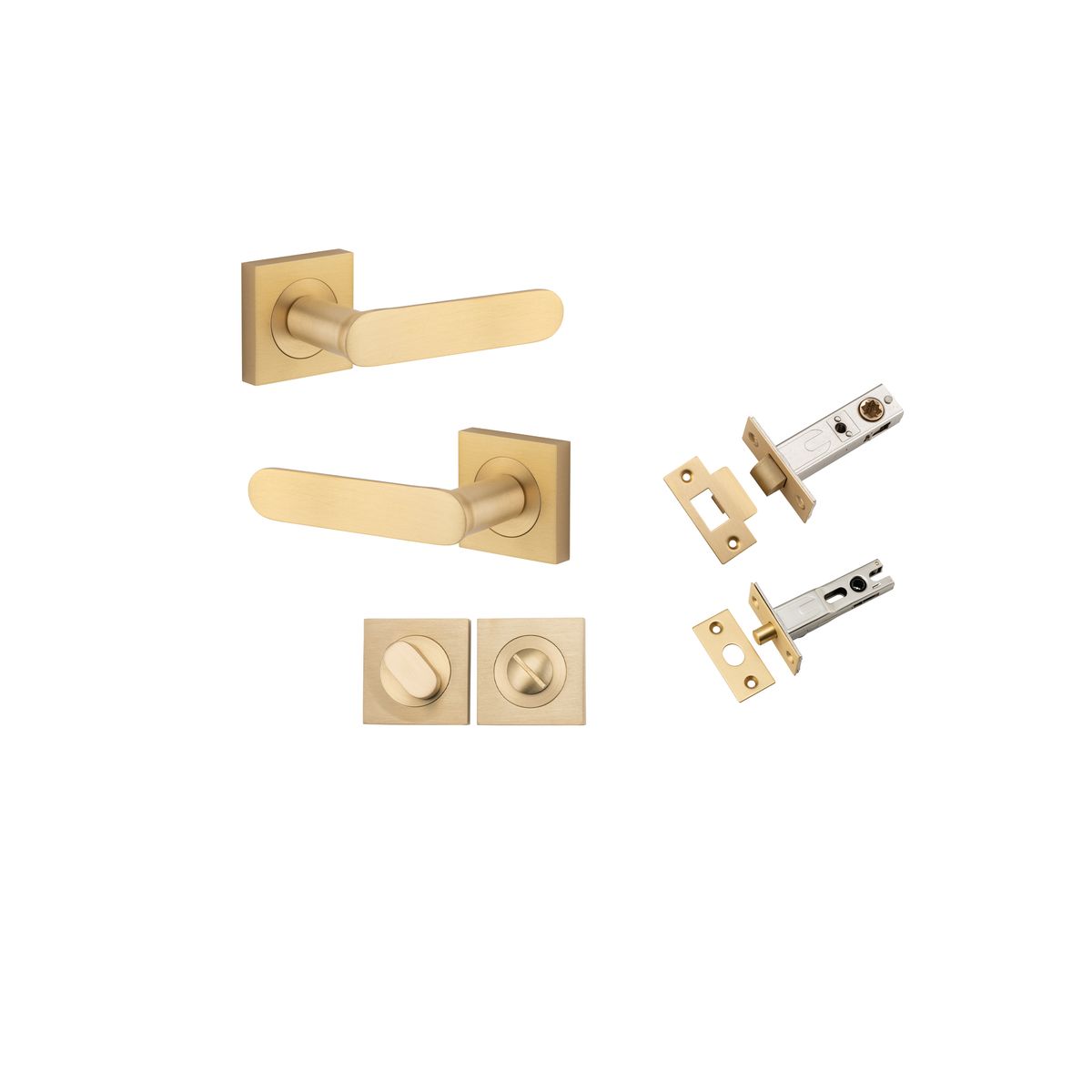 0463KPRIV60 - Bronte Lever - Round Rose Privacy Kit with Separate Privacy Turn - Brushed Brass - Privacy