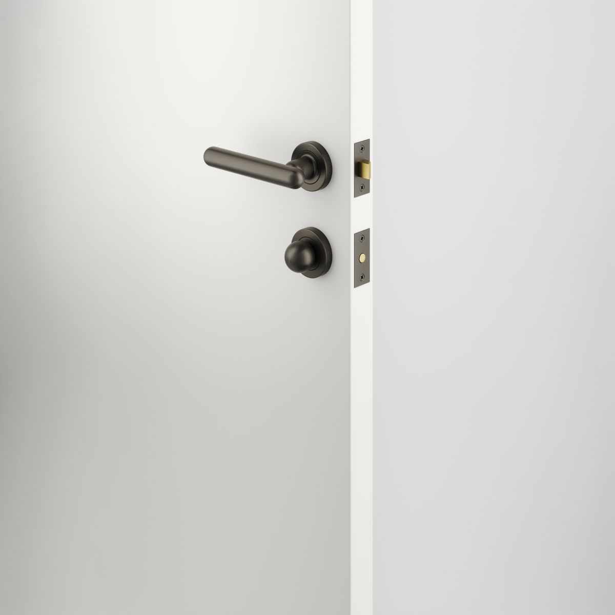 24001KPRIV60 - Puerto Lever - Round Rose Privacy Kit with Separate Privacy Turn - Graphite PVD - Privacy