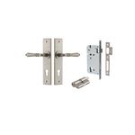 13780KENTR60KK - Sarlat Lever - Chamfered Backplate Entrance Kit with High Security Lock - Distressed Nickel - Entrance