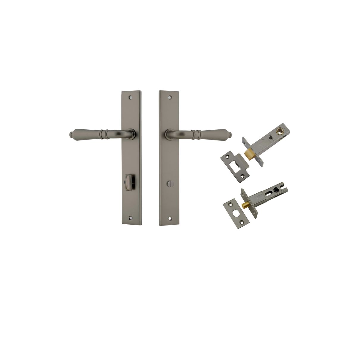 16800KPRIV60 - Sarlat Lever - Rectangular Backplate Privacy Kit with Privacy Turn - Graphite PVD - Privacy