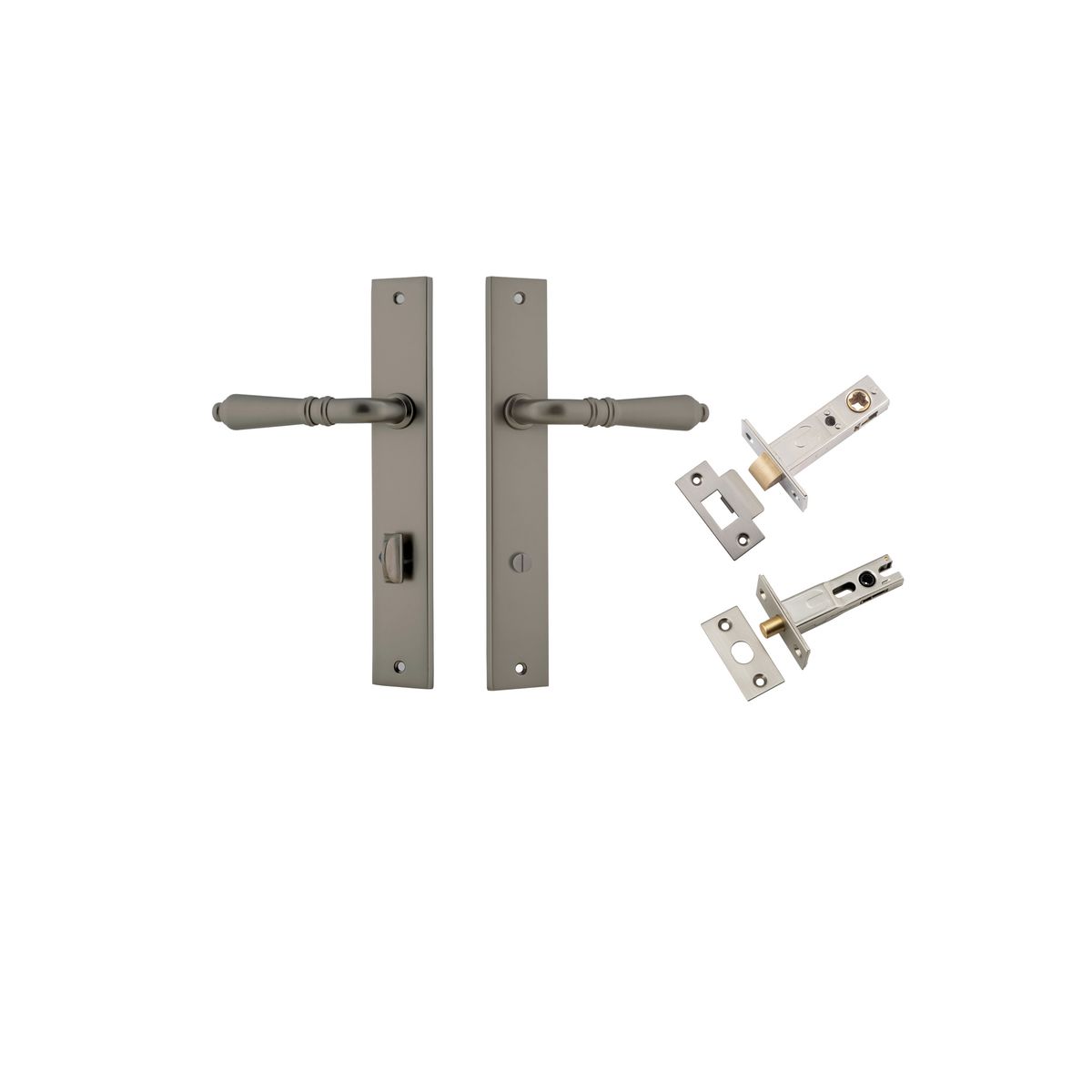 16800KPRIV60 - Sarlat Lever - Rectangular Backplate Privacy Kit with Privacy Turn - Graphite PVD - Privacy