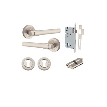 Helsinki Lever - Round Rose Entrance Kit with Separate High Security Lock