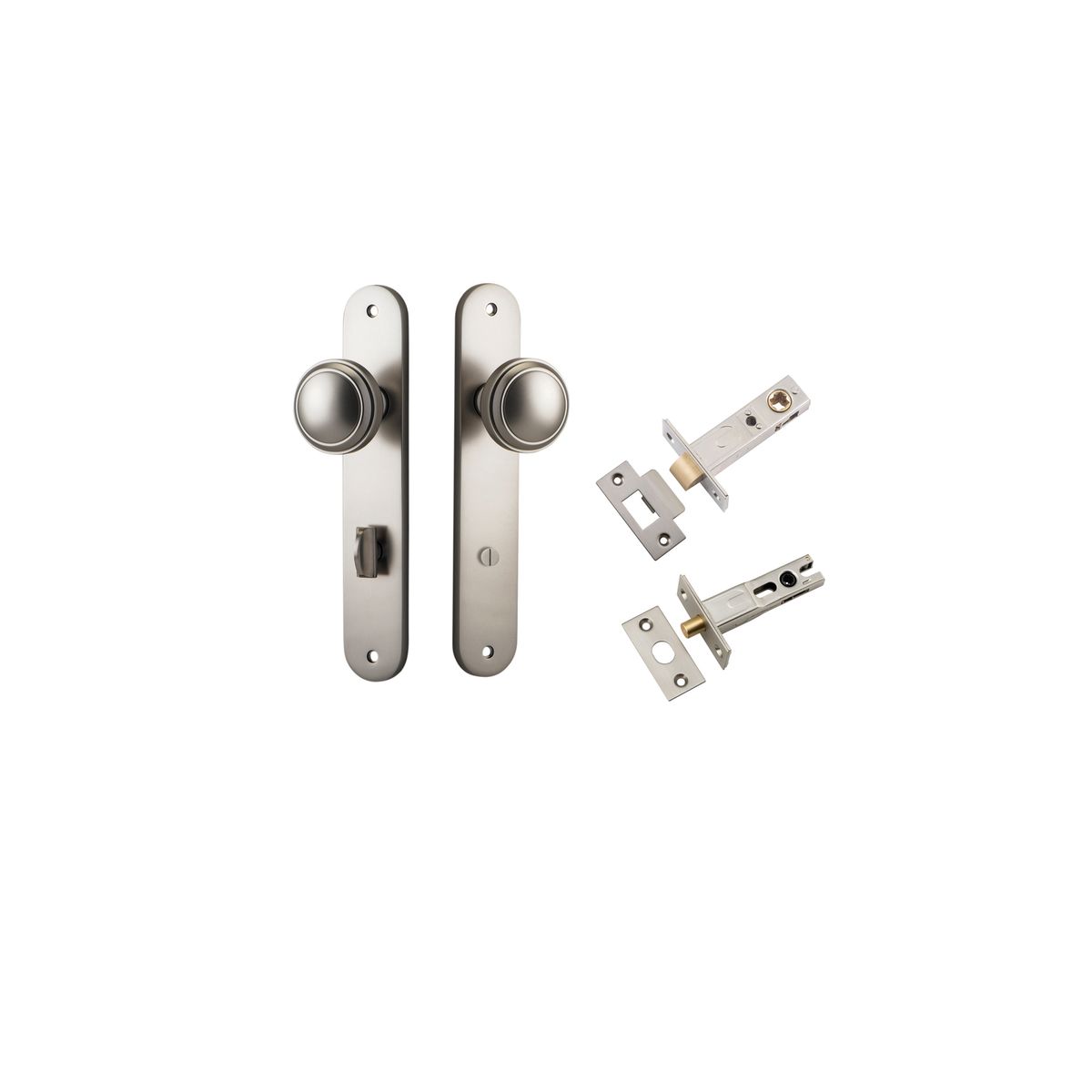 14832KPRIV60 - Paddington Knob - Oval Backplate Privacy Kit with Privacy Turn - Satin Nickel - Privacy