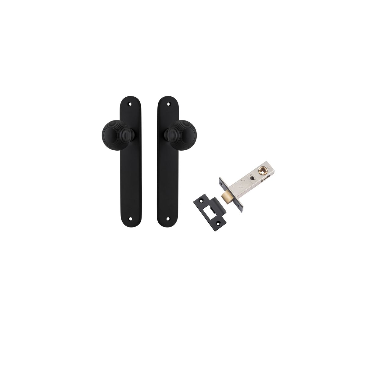 12836KPASS60 - Guildford Knob - Oval Backplate Passage Kit - Matt Black - Passage