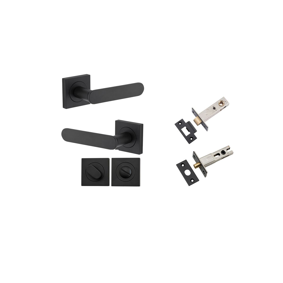 0403KPRIV60 - Bronte Lever - Square Rose Privacy Kit with Privacy Turn with Separate Privacy Turn - Matt Black - Privacy