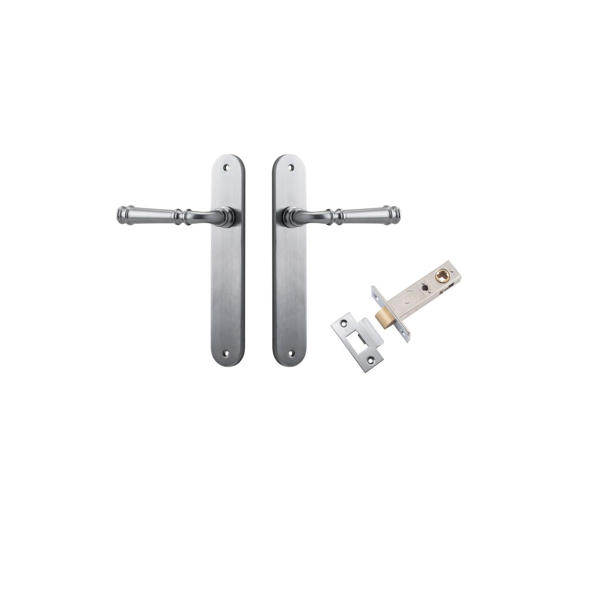12230KPASS60 - Verona Lever - Oval Backplate Passage Kit - Brushed Chrome - Passage