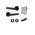 24003KENTR60KT - Puerto Lever - Round Rose Entrance Kit with Separate High Security Lock - Matt Black - Entrance