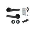 24003KENTR60KT - Puerto Lever - Round Rose Entrance Kit with Separate High Security Lock - Matt Black - Entrance