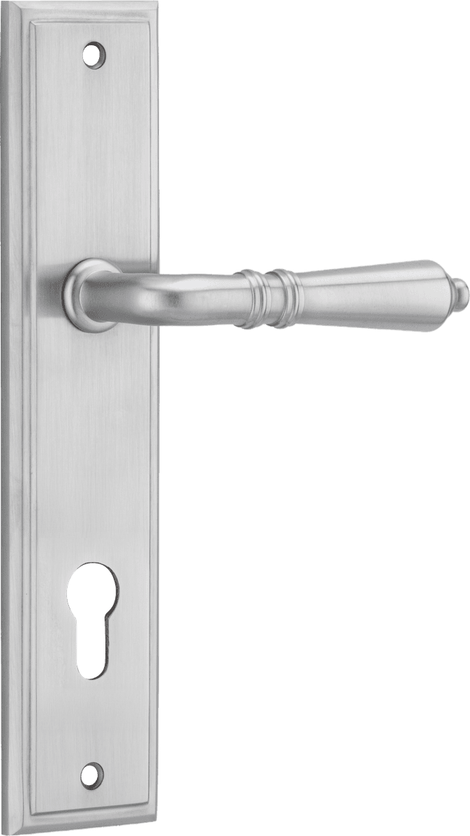 12236E85 - Sarlat Lever - Stepped Backplate - Brushed Chrome - Entrance