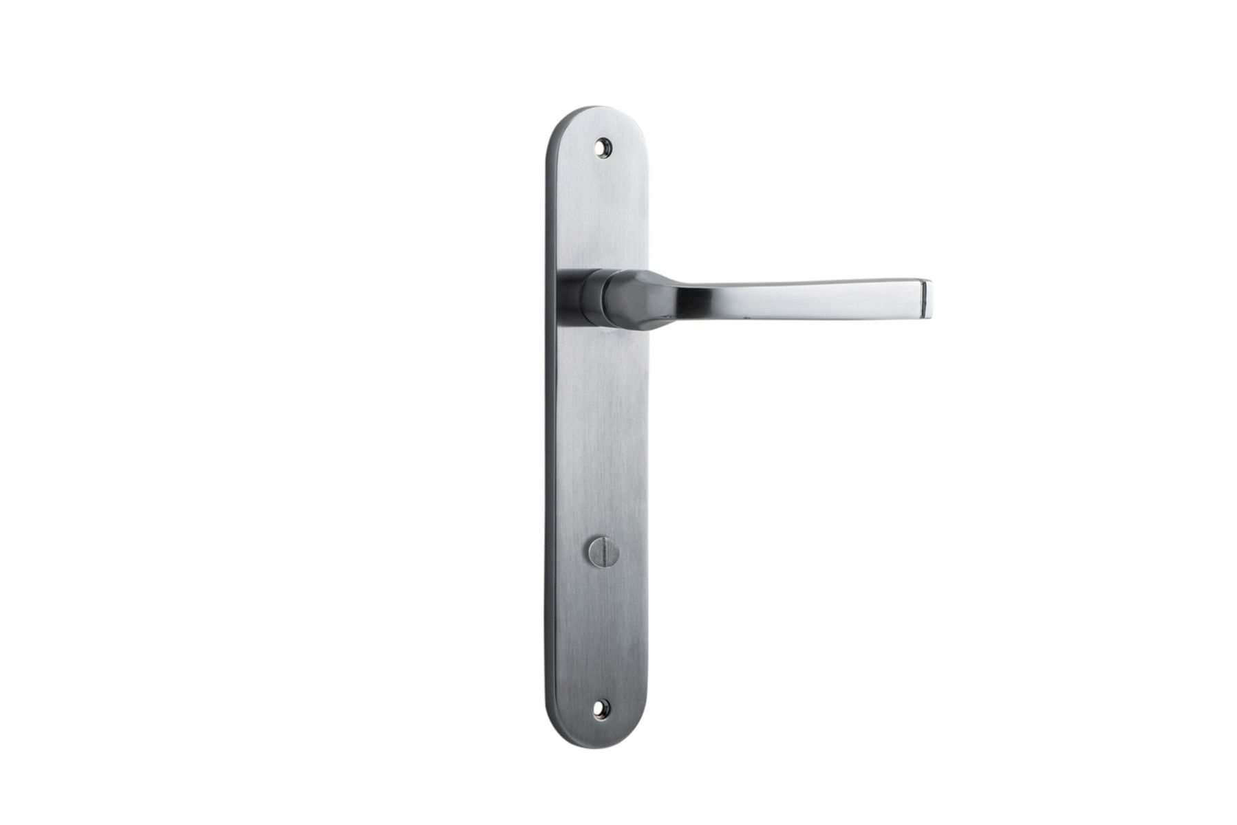 12232P85 - Annecy Lever - Oval Backplate - Brushed Chrome - Privacy