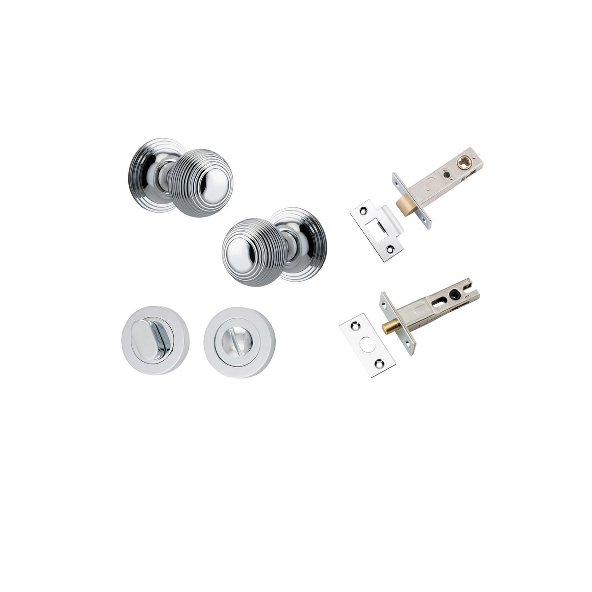 0224KPRIV60 - Guildford Knob - Round Rose Privacy Kit with Separate Privacy Turn - Polished Chrome - Privacy