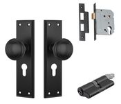 Milton Door Knob - Long Backplate Entrance Set with High Security Lock