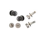 0227KPRIV60 - Guildford Knob - Round Rose Privacy Kit with Separate Privacy Turn - Distressed Nickel - Privacy