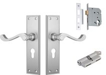 Milton Lever - Long Backplate Entrance Set with High Security Lock