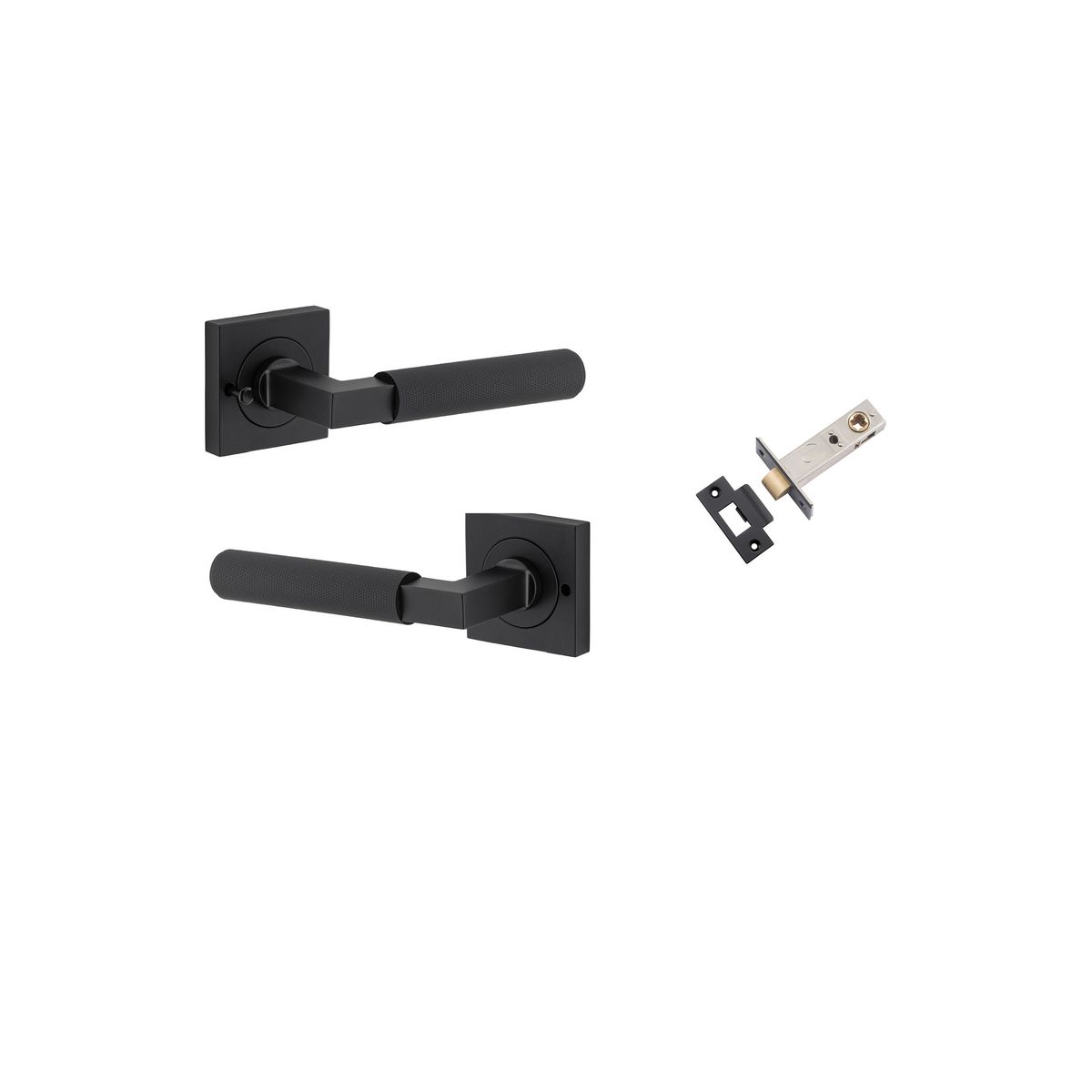 0423KIBPRIV60 - Brunswick Lever - Square Rose Privacy Kit (Inbuilt Privacy) - Matt Black - Privacy